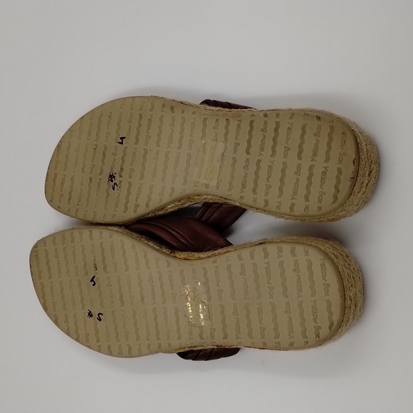 Yellow Box HTF rope woven sandals size 6.5 brown 1" heel - Picture 5 of 10